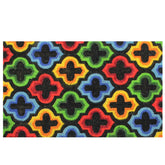 Red and Yellow Retro Quatrefoil Design Doormat 29" X 17"